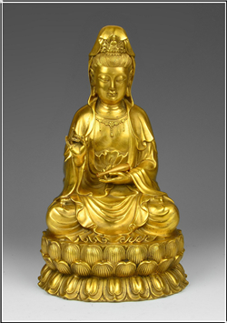 純銅坐蓮觀音銅像 純銅坐蓮觀音銅像