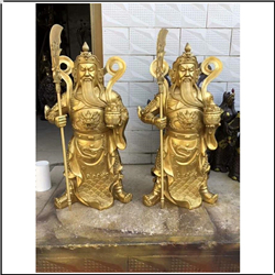 小型鎏金手托元寶關公銅像 小型鎏金手托元寶關公銅像