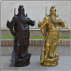 純銅鎏金關公像雕塑 純銅鎏金關公像雕塑