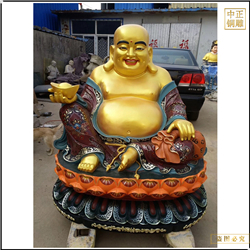 鑄銅關(guān)公 寺廟彩繪鎏金彌勒佛銅像