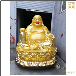 鑄銅關公 彩繪貼金彌勒佛塑像