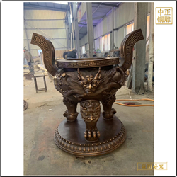 鑄銅關(guān)公 焚香供奉用銅香爐擺件