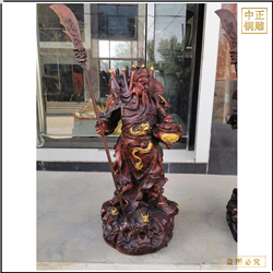 鑄銅關(guān)公 彩繪紅臉關(guān)公雕塑價(jià)格