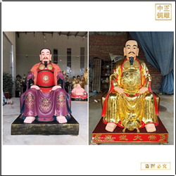 鑄銅關(guān)公 彩繪小型真武大帝雕塑