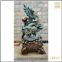 鑄銅關(guān)公 辦公室同龍雕塑擺件