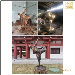 鑄銅關公 練功夫人物銅雕塑