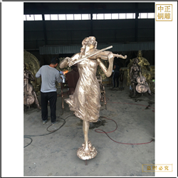 鑄銅關公 小提琴人物銅雕塑鑄造