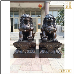 鑄銅關(guān)公 高1米2紫銅色宮門獅一對(duì)