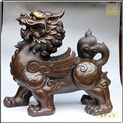 鑄銅關公 純黃銅貔貅辦公室擺件