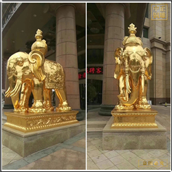 鑄銅關公 企業門口貼金銅大象廠家