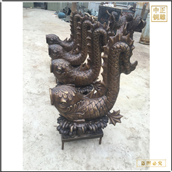 鑄銅關(guān)公 純銅小魚雕塑擺件