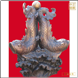 鑄銅關(guān)公 辦公室小型銅魚擺件