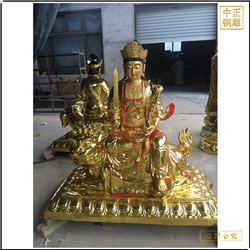 鑄銅關公 黃銅文殊普賢菩薩佛像