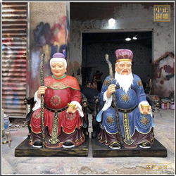 鑄銅關公 彩繪土地公土地婆婆銅像