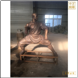 鑄銅關公 練拳人物銅雕塑