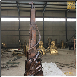 鑄銅關(guān)公 銅槍景觀雕塑