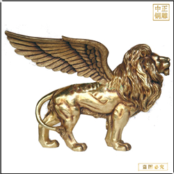 鑄銅關(guān)公 貼金室外大型飛獅雕塑