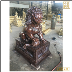 鑄銅關公 銅純大型銅獅子擺件