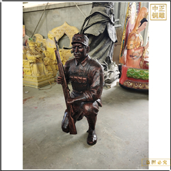 鑄銅關公 手握槍人物銅雕塑