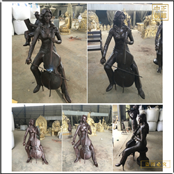 鑄銅關公 拉琴人物銅雕塑