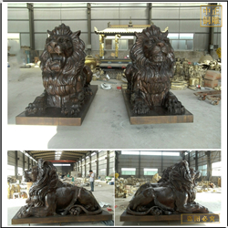 鑄銅關公 銅獅子小區門口擺件