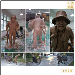 鑄銅關公 園林景區拉車人物雕塑