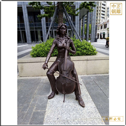 鑄銅關公 室外廣場拉琴人物雕塑