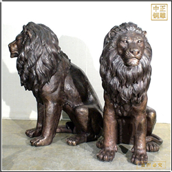 鑄銅關公 雄偉霸氣銅獅子擺件