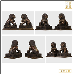 鑄銅關公 鑄銅獅子動物雕塑