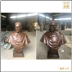 鑄銅關公 戴眼鏡莊嚴人物半身像