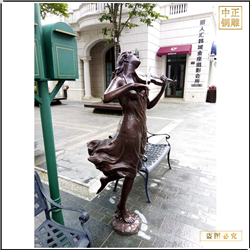 鑄銅關公 步行街拉琴人物雕塑加工