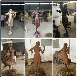 鑄銅關公 室外美女拉小提琴人物雕塑