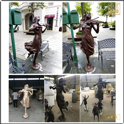 鑄銅關公 銷售室外拉小提琴人物雕塑