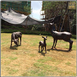 鑄銅關公 一家三口銅鹿雕塑