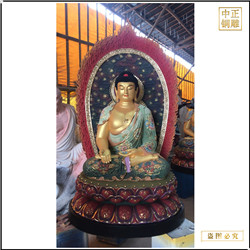 鑄銅關公 彩繪貼金釋迦牟尼佛佛像