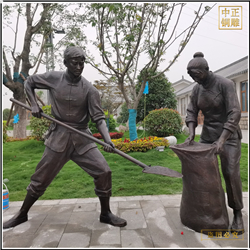 鑄銅關公 農耕收糧人物銅雕塑