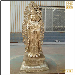 鑄銅關(guān)公 廠家批發(fā)佛堂貼金西方三圣佛像