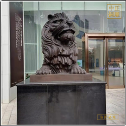 鑄銅關公 銅獅子大型擺件