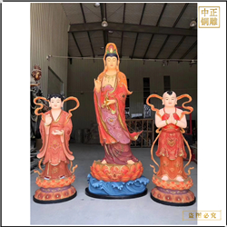 鑄銅關公 鰲魚觀音雕塑