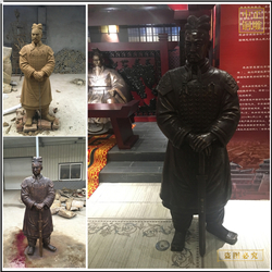 鑄銅關公 拄著劍人物雕塑