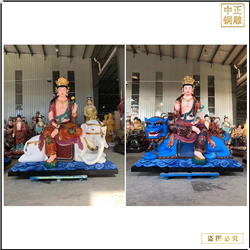 鑄銅關(guān)公 彩繪文殊普賢銅像