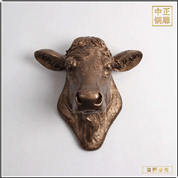 鑄銅關(guān)公 牛頭墻體掛件雕塑