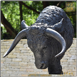 鑄銅關公 室內黃銅牛雕塑