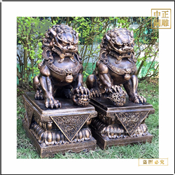 鑄銅關公 大型故宮銅獅子圖片