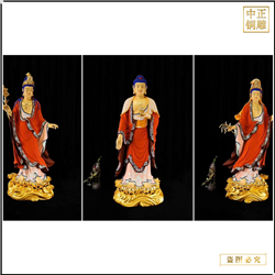 鑄銅關(guān)公 貼金西方三圣坐銅像