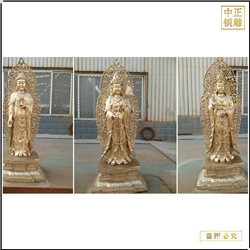 鑄銅關(guān)公 純銅西方三圣站像佛像擺件