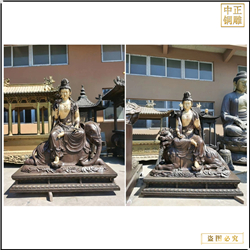 鑄銅關公 紫銅文殊普賢銅佛像