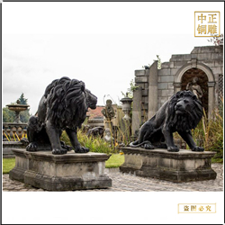 鑄銅關公 銅獅子擺件圖片