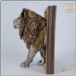 鑄銅關公 半身銅獅子雕塑擺件