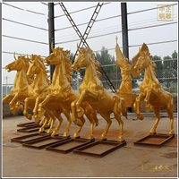 鑄銅關公 群馬拉車景觀雕塑